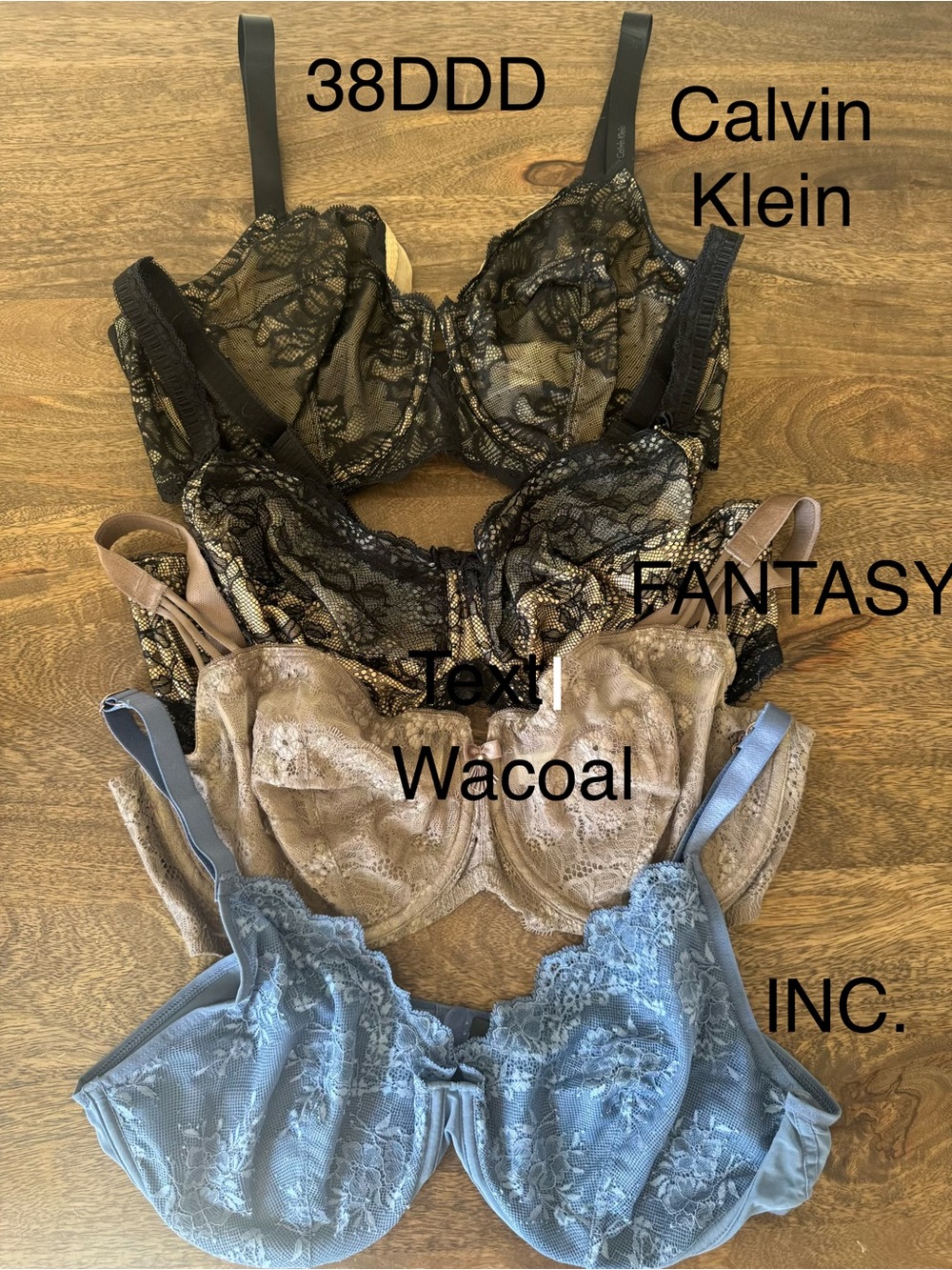 Wacoal Lace Underwire Bra Trio in Black, Taupe, Light Blue